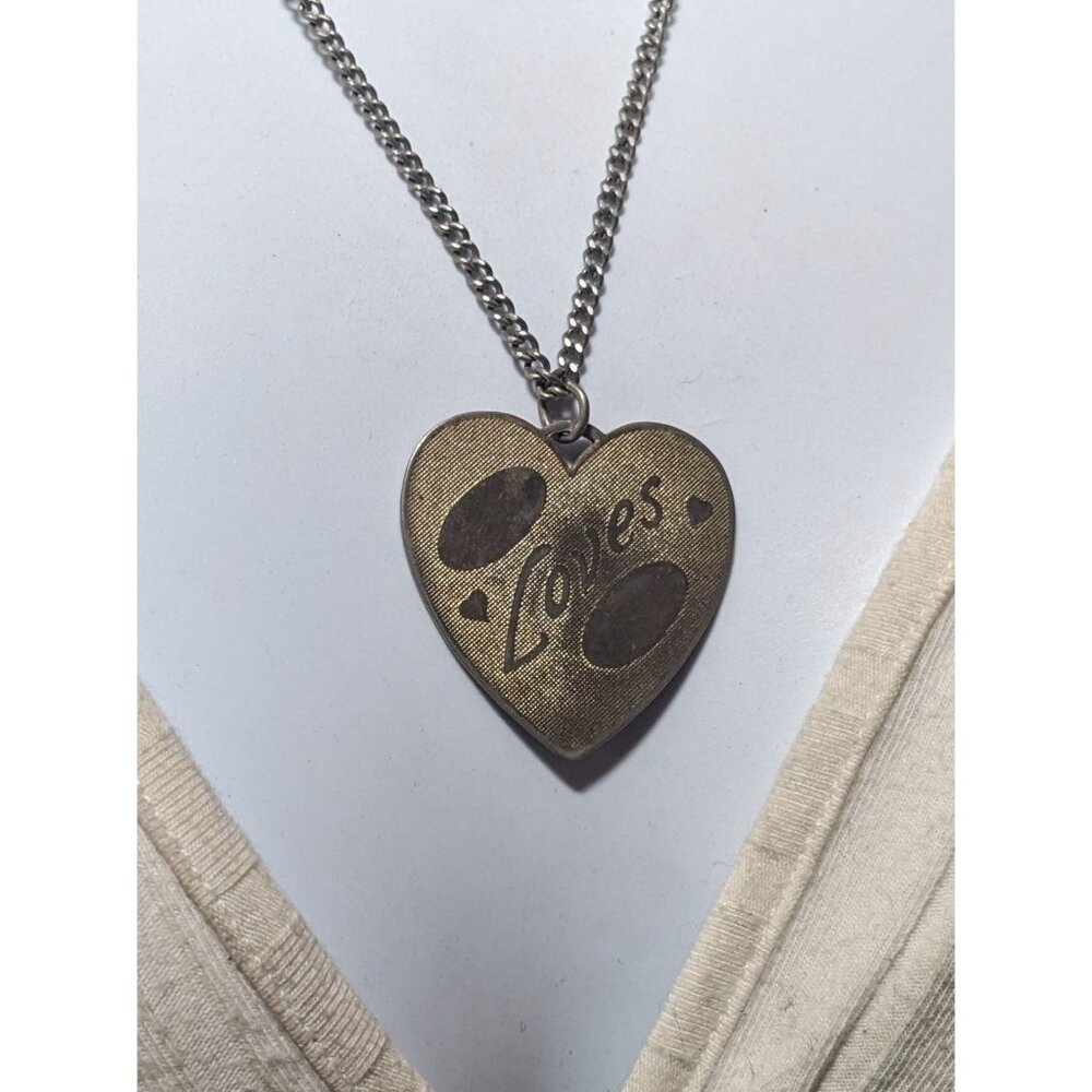 Vintage Engravable Heart Shaped Loves Gold Tone Pendant Necklace - Picture 7 of 12